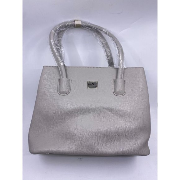 Jessica Moore Gray Large Faux Leather Tote Bag - Picture 2 of 11